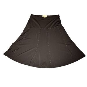 Michael Kors Sz SP Chocolate Brown Stretch Bell Bellow Knee Skirt Panel Studded